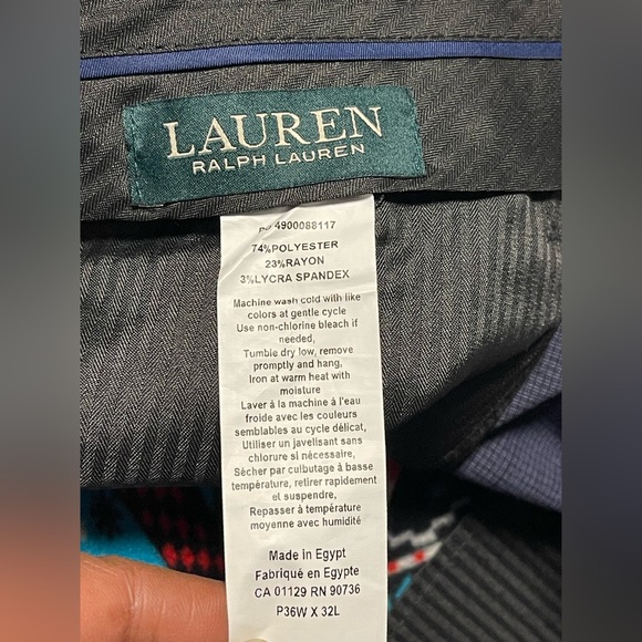 LAUREN RALPH LAUREN DRESS PANT MEN STRETCH GREY COLOR SIZE P36W X 32L (like new) - Picture 8 of 9